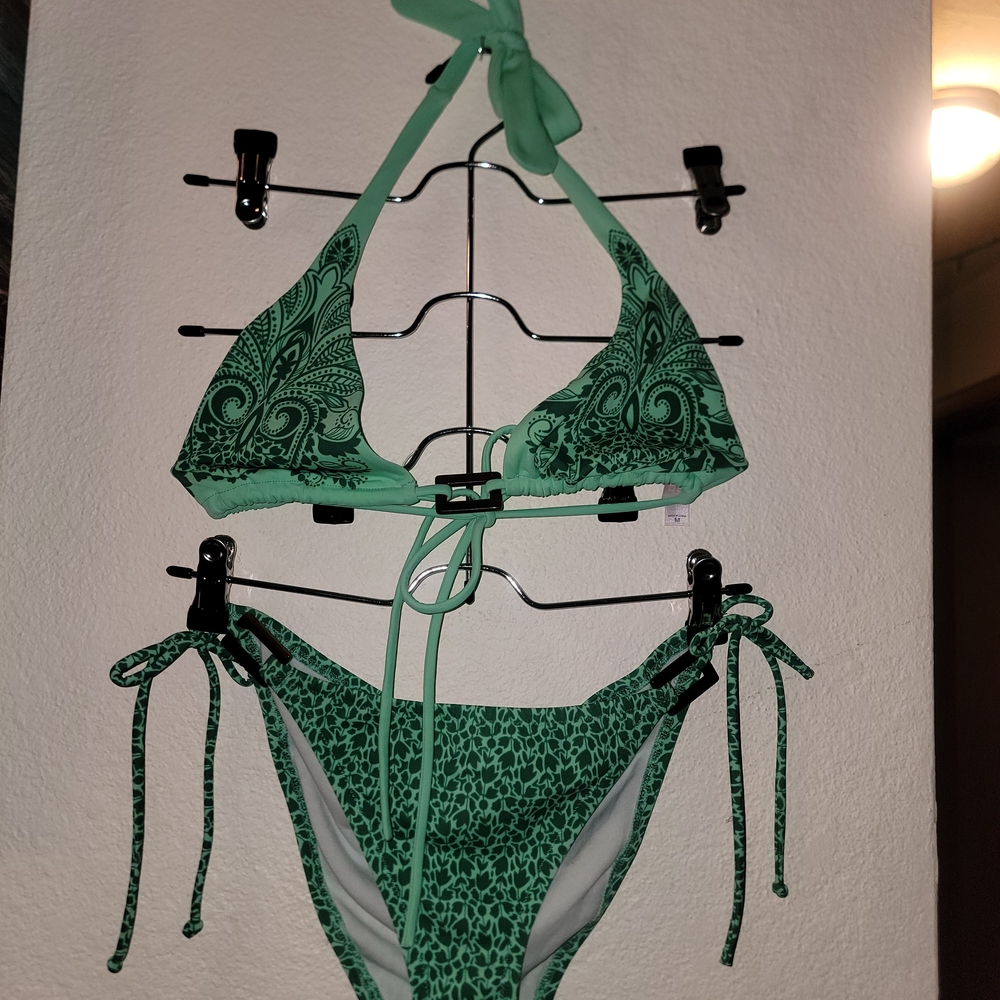 Victoria's Secret Mint Green Paisley & Animal Print String Bikini